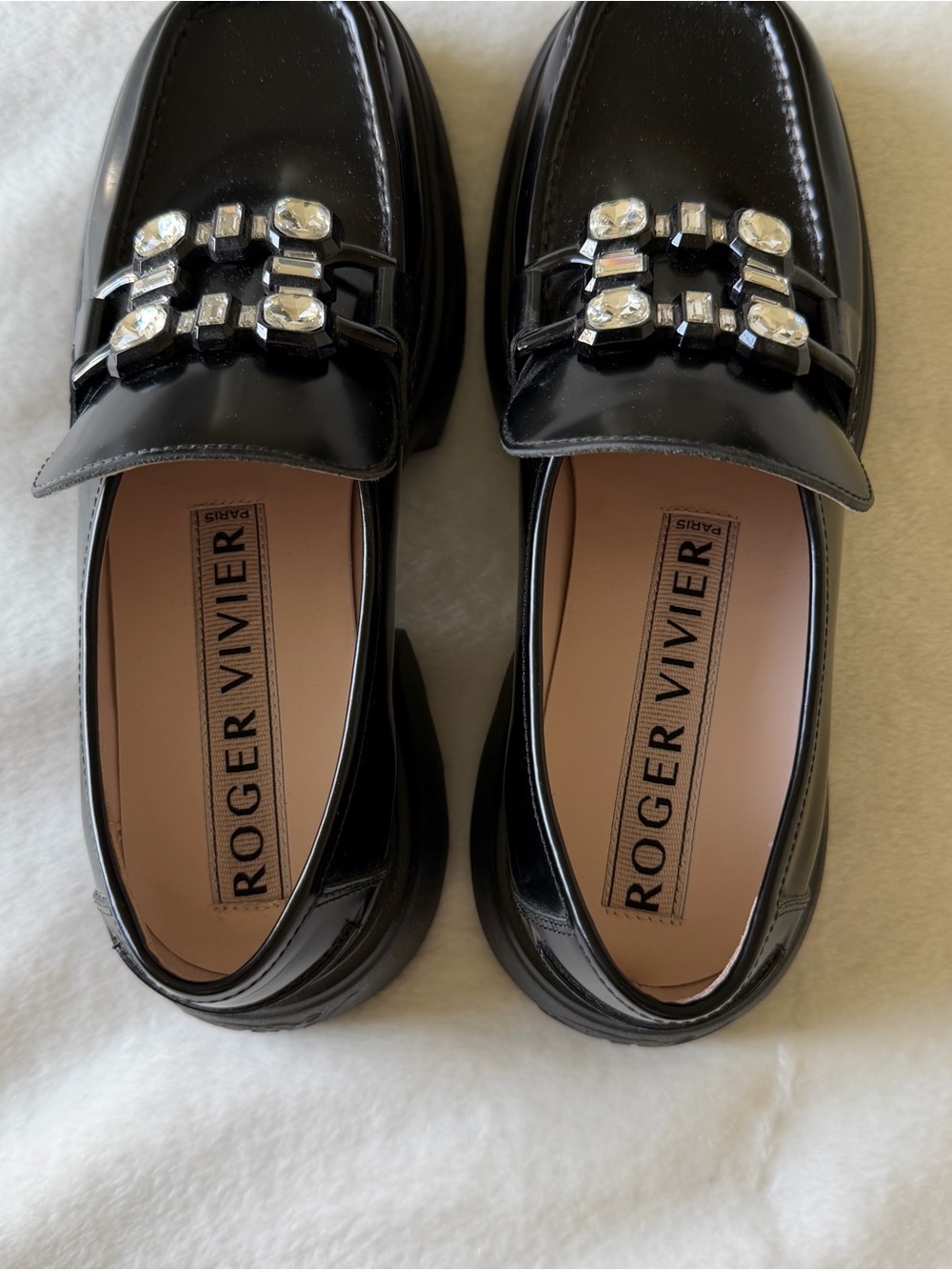 Black Patent platform Loafers with Crystal Buckle - Picture 2 of 5